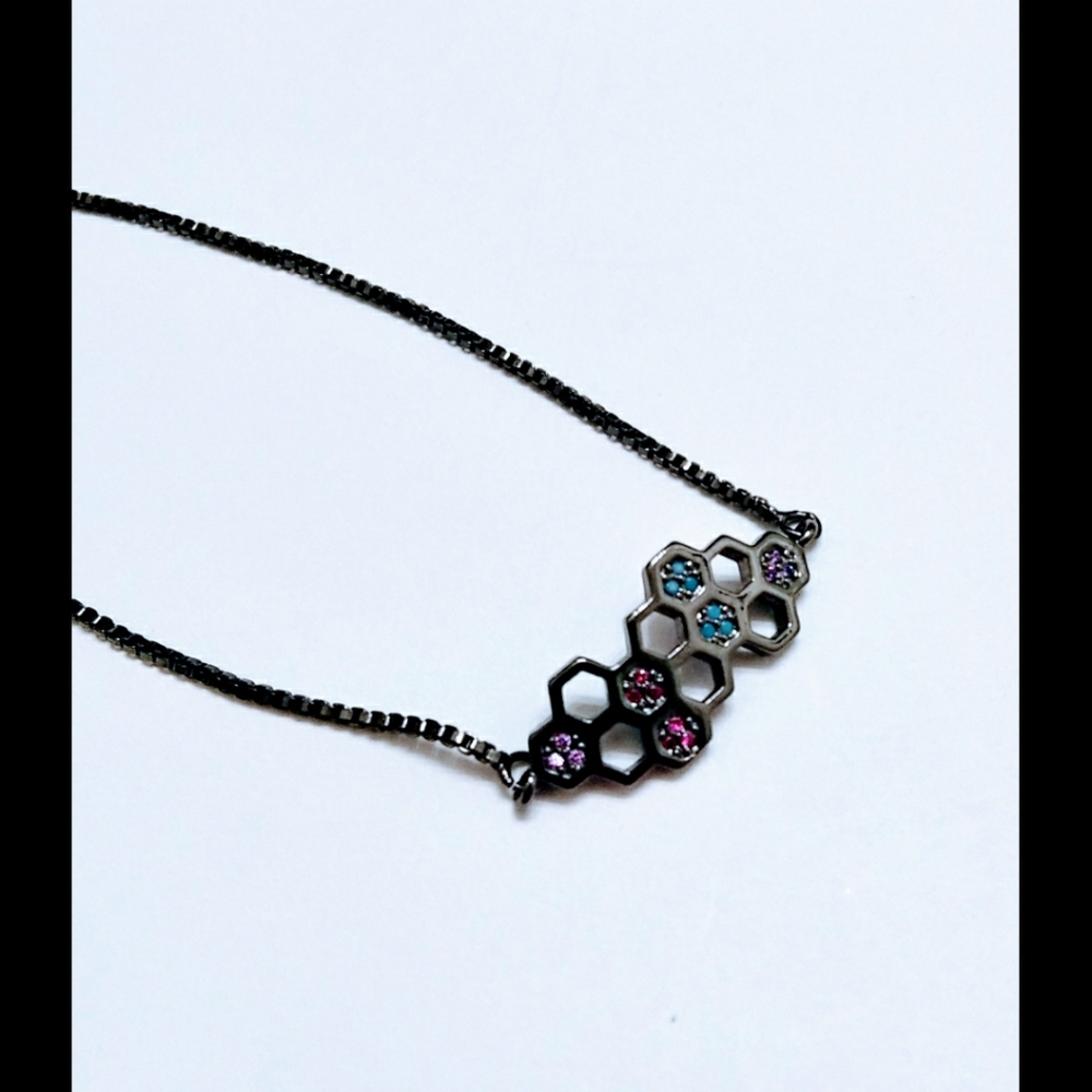 🌟3/$15 Dark Silver Honeycomb Slide Bracelet